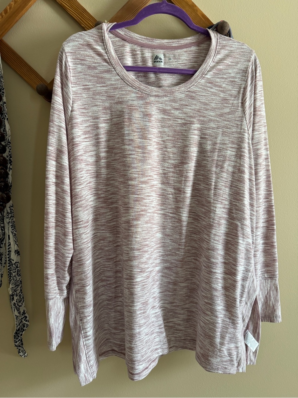 Reebok Lightweight Heathered Pink Long Sleeve Tunic